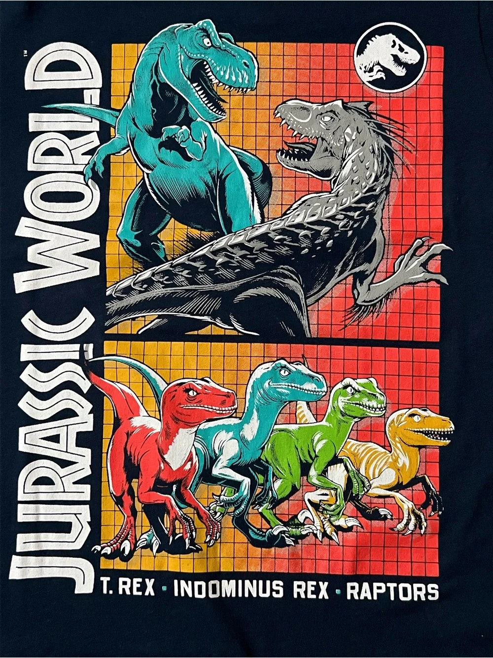 Jurassic World Boys S (6-7) Blue T. Rex Raptors Graphic Crew Cotton T-Shirt